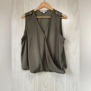 Michael Kors Forest Green Sheen Sleeveless Blouse Size XL LNC